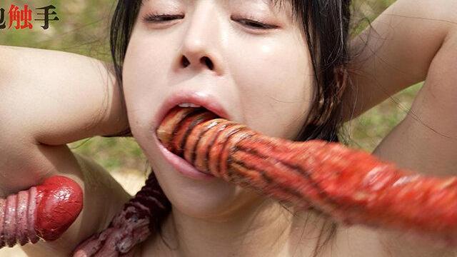 【羽月乃蒼】江戸触手拷問展で美人ナビゲーター体験…白濁液まみれ快楽に理性崩壊の絶頂地獄♡